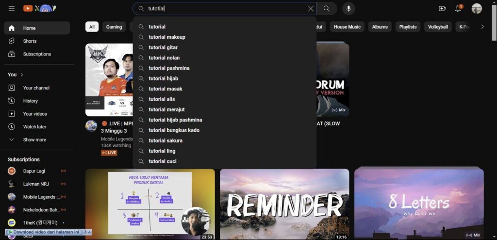 Contoh YouTube Autocomplete dalam Aksi- Menemukan Keyword yang Tepat untuk Audiens Anda - WiseWebster