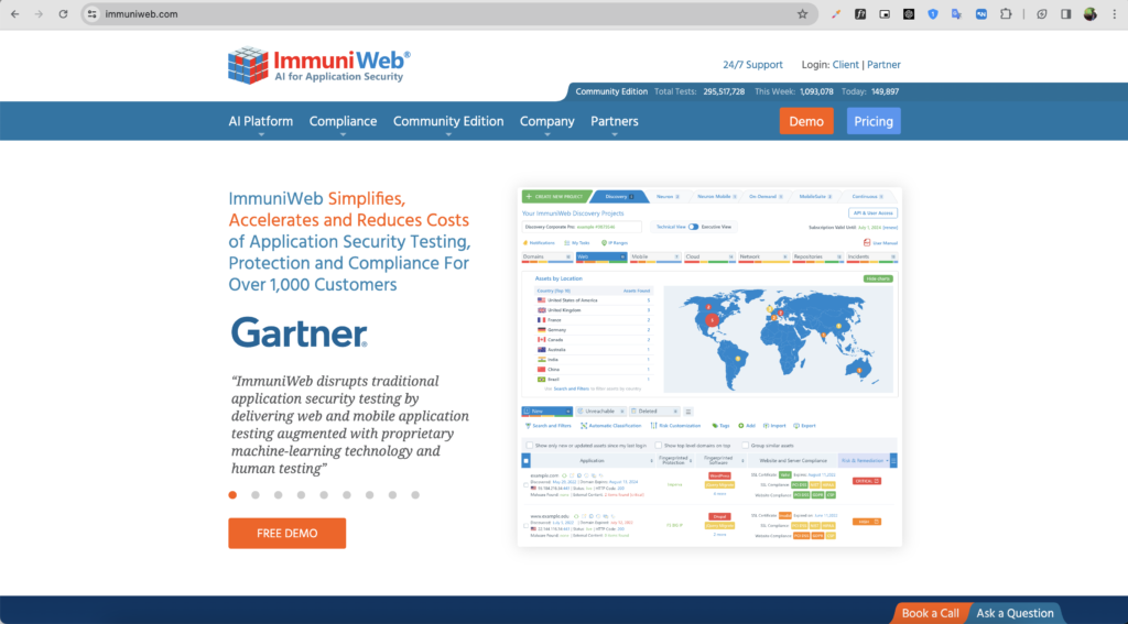 Halaman beranda website ImmuniWeb® untuk cek keamanan website