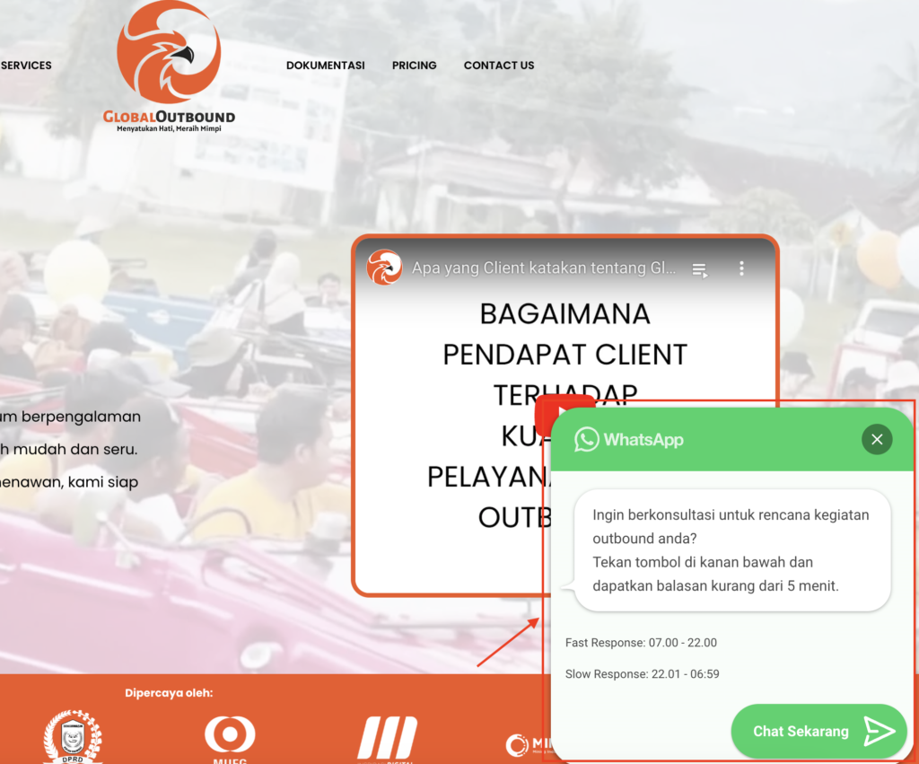 Penambahan tombol Whatsapp di website Global Outbound bertujuan untuk mempermudah proses konversi - lebih banyak leads