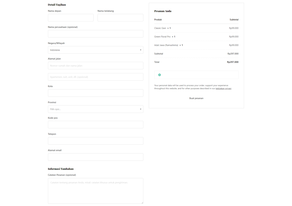 Pengisian Data Pembeli Undangan DIgital Kunika.id Sebelum Checkout