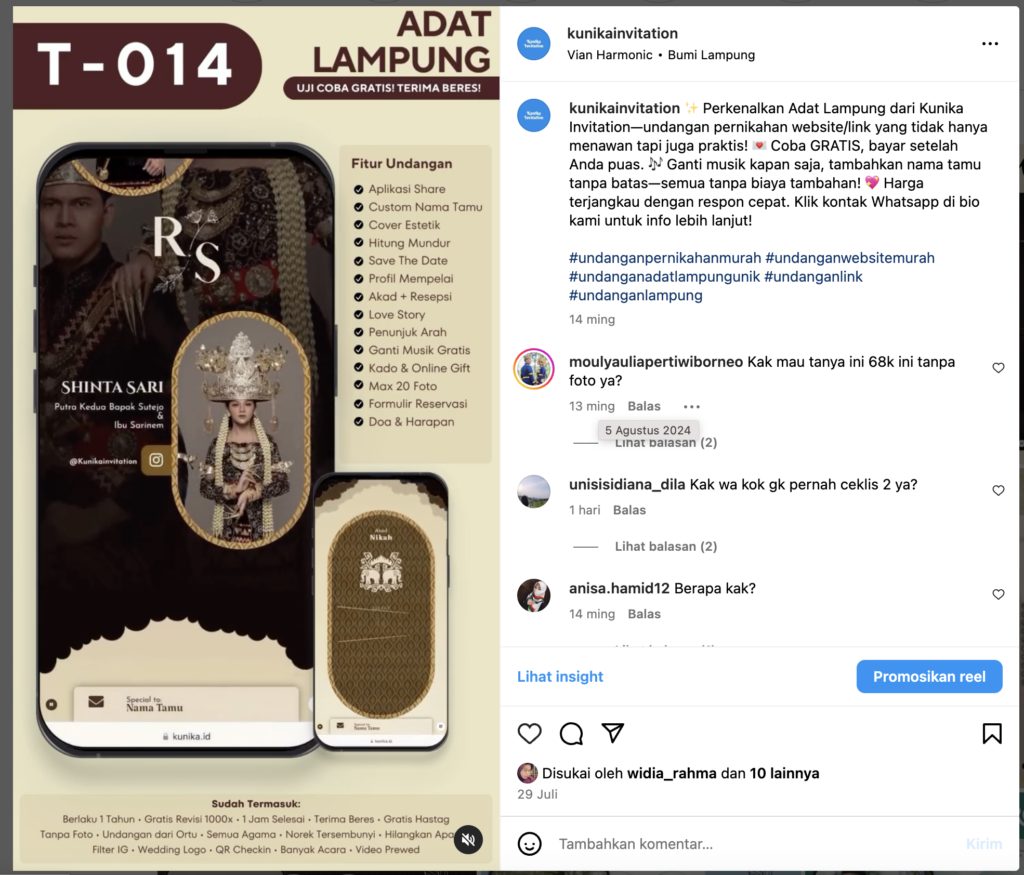 Upload postingan relevan dan hastag merupakan salah satu upaya meningkatkan engagement