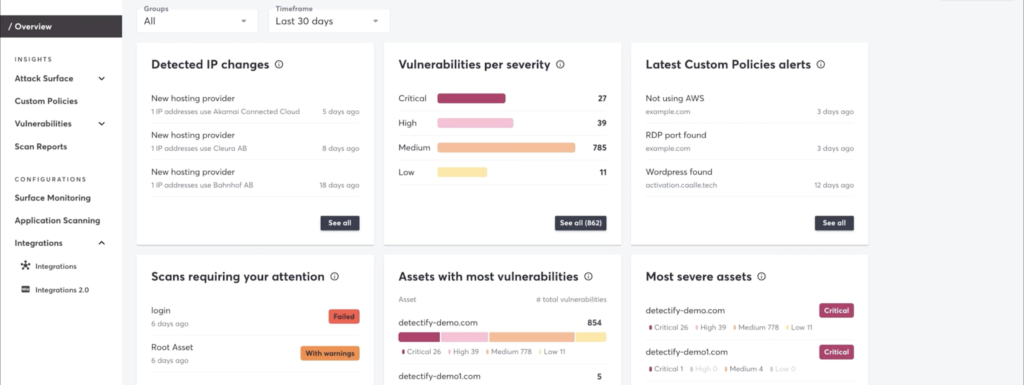 Tampilan Cek Keamanan Website Detectify untuk website lambunq.com - menunjukkan kerentanan yang terdeteksi, penilaian risiko, dan rekomendasi