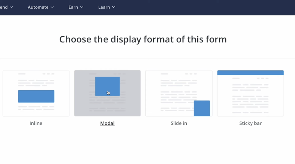 UI pemilihan format tampilan email di ConverKit, salah satu affiliate marketing software