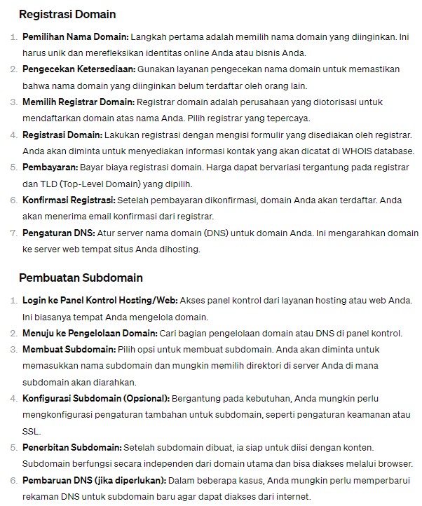 Alur Proses Registrasi Domain dan Pembuatan Subdomain
