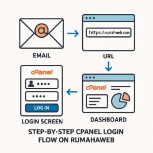 Langkah-langkah login ke cPanel Rumahweb mulai dari email hingga tampilan dashboard utama