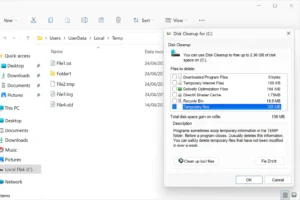 Langkah-langkah hapus cache di Windows melalui folder Temp dan fitur Disk Cleanup