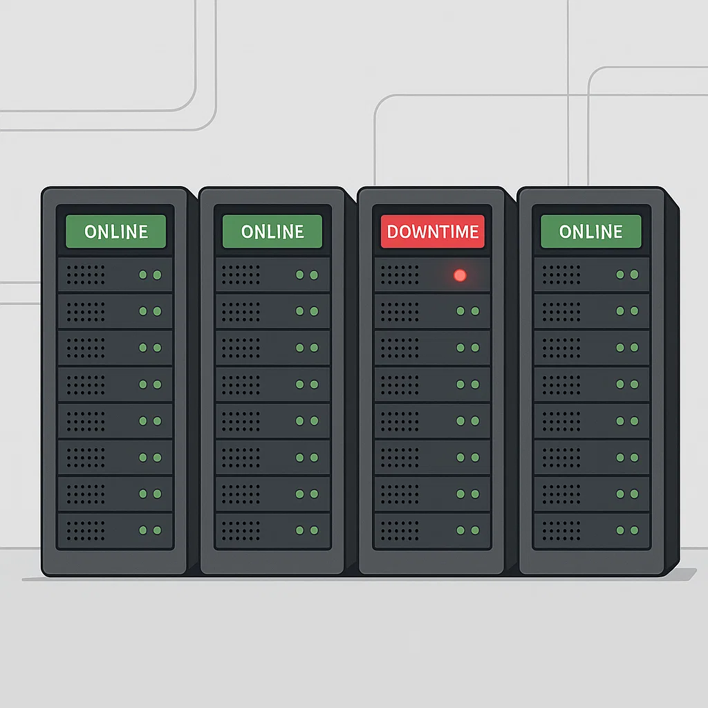Visualisasi downtime pada server dengan tanda error